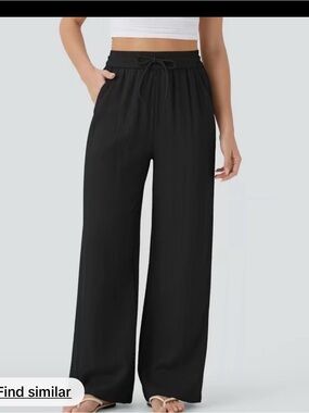 Women's Black Wide Leg Drawstring Pants